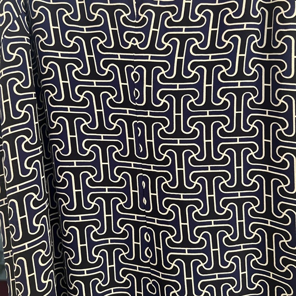 Trina Turk Navy Silk with Orange Trim Front Slit Maxi Dress - Picture 3 of 4